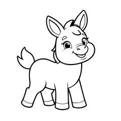 Simple vector illustration of Donkey for kids coloring page