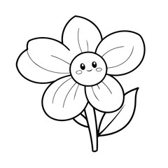 Cute vector illustration Flower doodle black and white for kids page