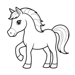 Simple vector illustration of Horse drawing for toddlers colouring page