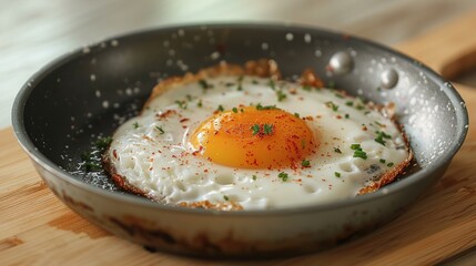 Fried egg in a pan. Generative Ai