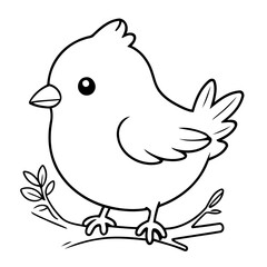 Vector illustration of a cute Bird doodle drawing for kids page