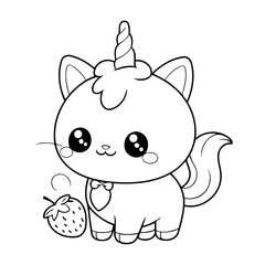 Vector illustration of a cute Caticorn drawing for kids colouring page