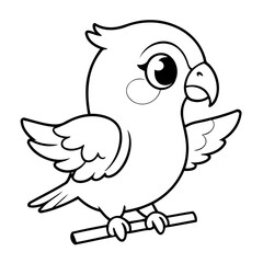 Cute vector illustration Macaw doodle for toddlers worksheet