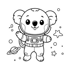 Vector illustration of a cute koala drawing for kids colouring page