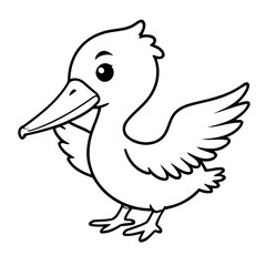 Obraz premium Cute vector illustration Pelican doodle black and white for kids page