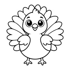 Simple vector illustration of Turkey for kids colouring worksheet