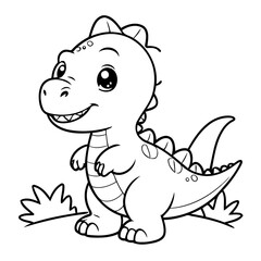 Cute vector illustration Dino drawing for toddlers book
