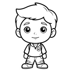 Simple vector illustration of Boy drawing for children page