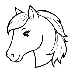 Simple vector illustration of Horse for kids coloring page