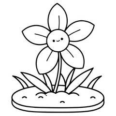 Vector illustration of a cute Flower drawing for toddlers book
