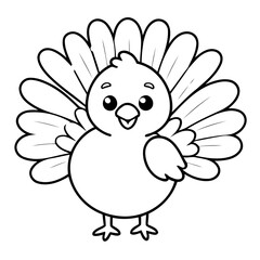 Vector illustration of a cute Turkey drawing for children page