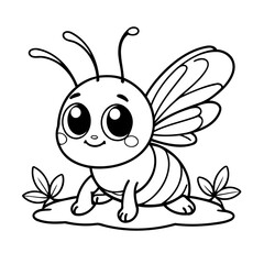 Vector illustration of a cute Insect drawing for kids colouring activity