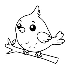 Simple vector illustration of Bird hand drawn for kids page