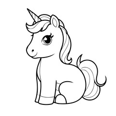 Cute vector illustration Unicorn for children colouring activity