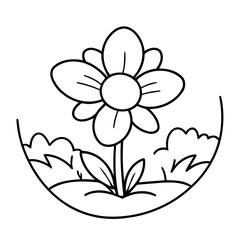 Cute vector illustration Flower hand drawn for kids page