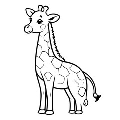 Vector illustration of a cute Giraffe drawing for kids colouring activity
