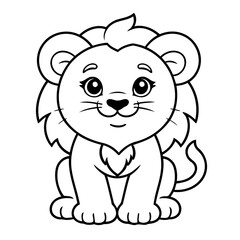 Fototapeta premium Cute vector illustration Lion drawing for toddlers book