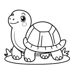 Vector illustration of a cute Turtle doodle for kids colouring page