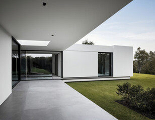 modern luxury house exterior with garden