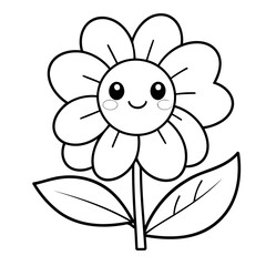 Vector illustration of a cute Flower drawing for kids colouring page