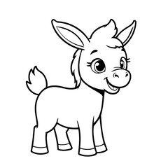 Vector illustration of a cute Donkey drawing colouring activity