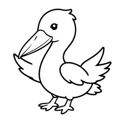 Cute vector illustration Pelican for kids colouring page
