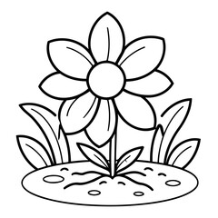 Vector illustration of a cute Flower drawing for colouring page