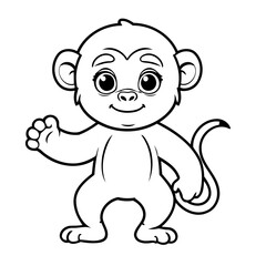 Simple vector illustration of Baboon doodle for toddlers worksheet