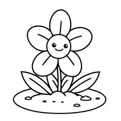 Simple vector illustration of Flower for toddlers colouring page