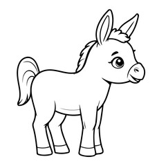 Cute vector illustration Donkey for kids coloring activity page