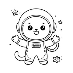 Vector illustration of a cute catastronaut drawing for toddlers coloring activity