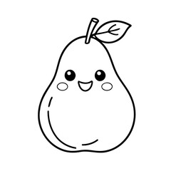 Vector illustration of a cute Pear doodle for toddlers colouring page