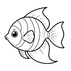 Cute vector illustration Angelfish drawing for toddlers colouring page