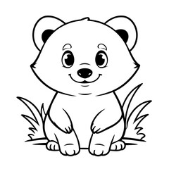 Naklejka premium Vector illustration of a cute Badger drawing for toddlers colouring page