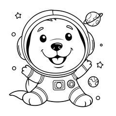 Cute vector illustration dog for children colouring activity