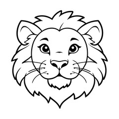 Vector illustration of a cute Lion doodle for toddlers coloring activity