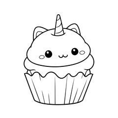 Simple vector illustration of Caticorn drawing colouring activity