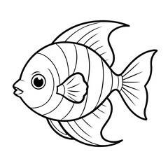 Vector illustration of a cute Angelfish drawing for kids page