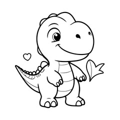 Cute vector illustration Dino for kids colouring page