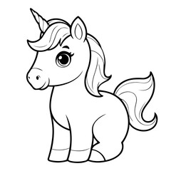 Simple vector illustration of Unicorn hand drawn for toddlers