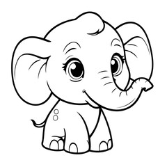 Vector illustration of a cute Elephant doodle for toddlers worksheet