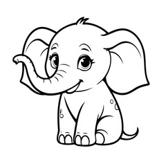 Cute vector illustration Elephant for children colouring activity