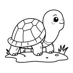 Cute vector illustration Turtle colouring page for kids