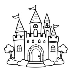 Cute vector illustration Castle hand drawn for kids page