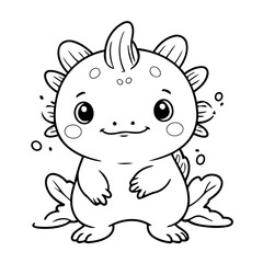 Simple vector illustration of Axolotl drawing for toddlers book