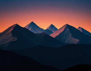 Majestic Mountain Range at Sunset Digital Artwork
