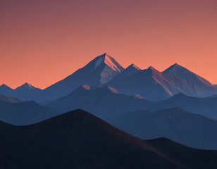 Majestic Mountain Range at Sunset Digital Artwork