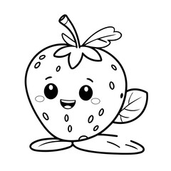 Simple vector illustration of strawberry colouring page for kids
