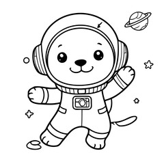 Obraz premium Simple vector illustration of dog drawing for kids colouring activity