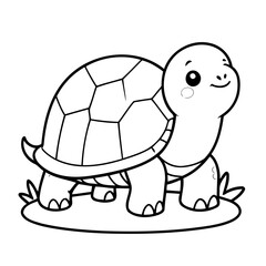Cute vector illustration Turtle doodle for toddlers worksheet